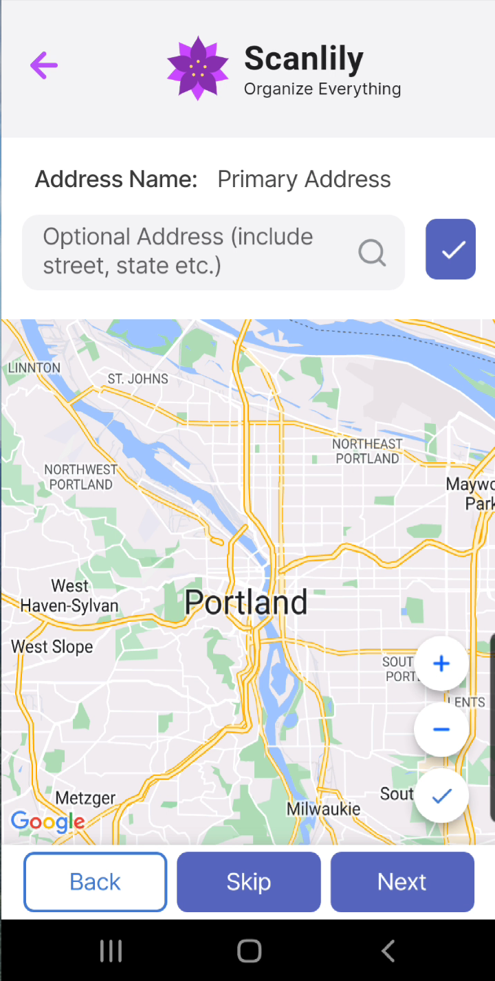 Screen for adding the address