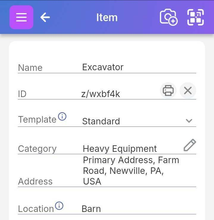 ID field showing different types of fields including proprietary QR codes and barcodes