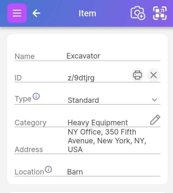 Image of business user Item Page with address and have a location showing below