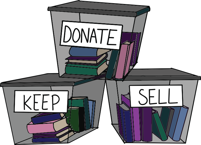 Boxes labeled "Donate", "Keep" and "Sell"