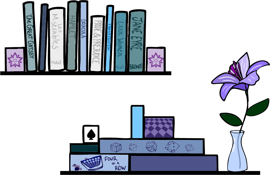 Bookshelf with Lily