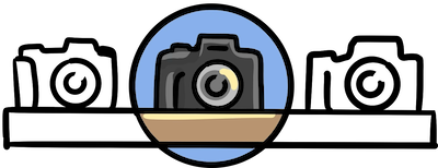 Camera on a shelf with other cameras