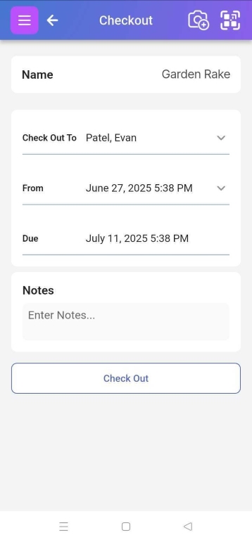 Checkout screen showing Checkout button