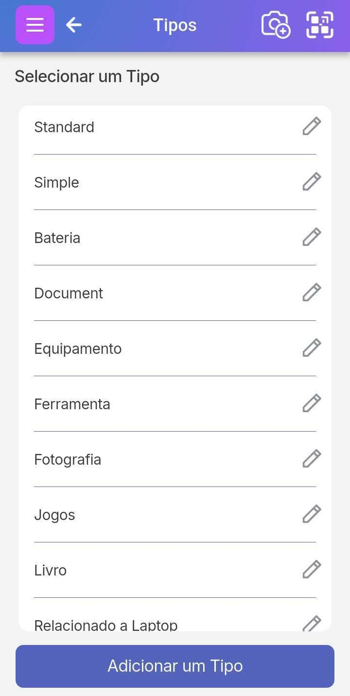 Imagem mostrando o tipo de item da página de configurações