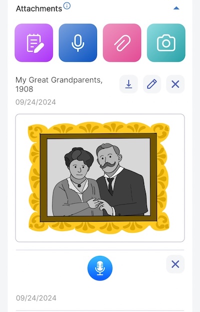 Scanlily item screen showing image of century-old family portrait