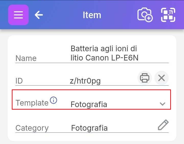 Image showing the Template field with dropdown arrow