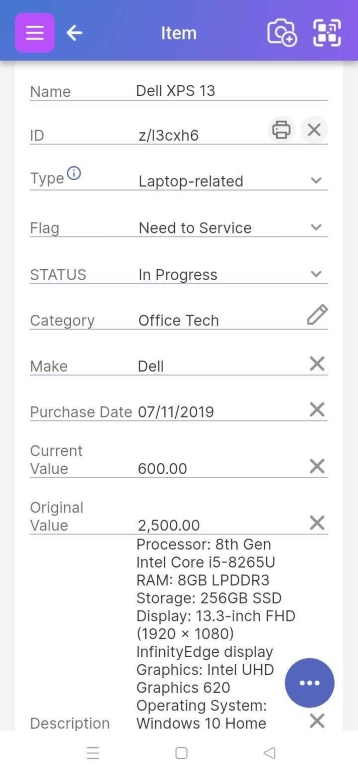 Image of attributes on the Item page