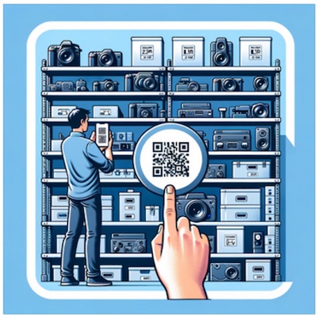 Person performing inventory with a mobile phone