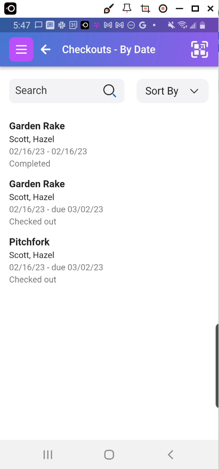 Image of Checkouts - By Date