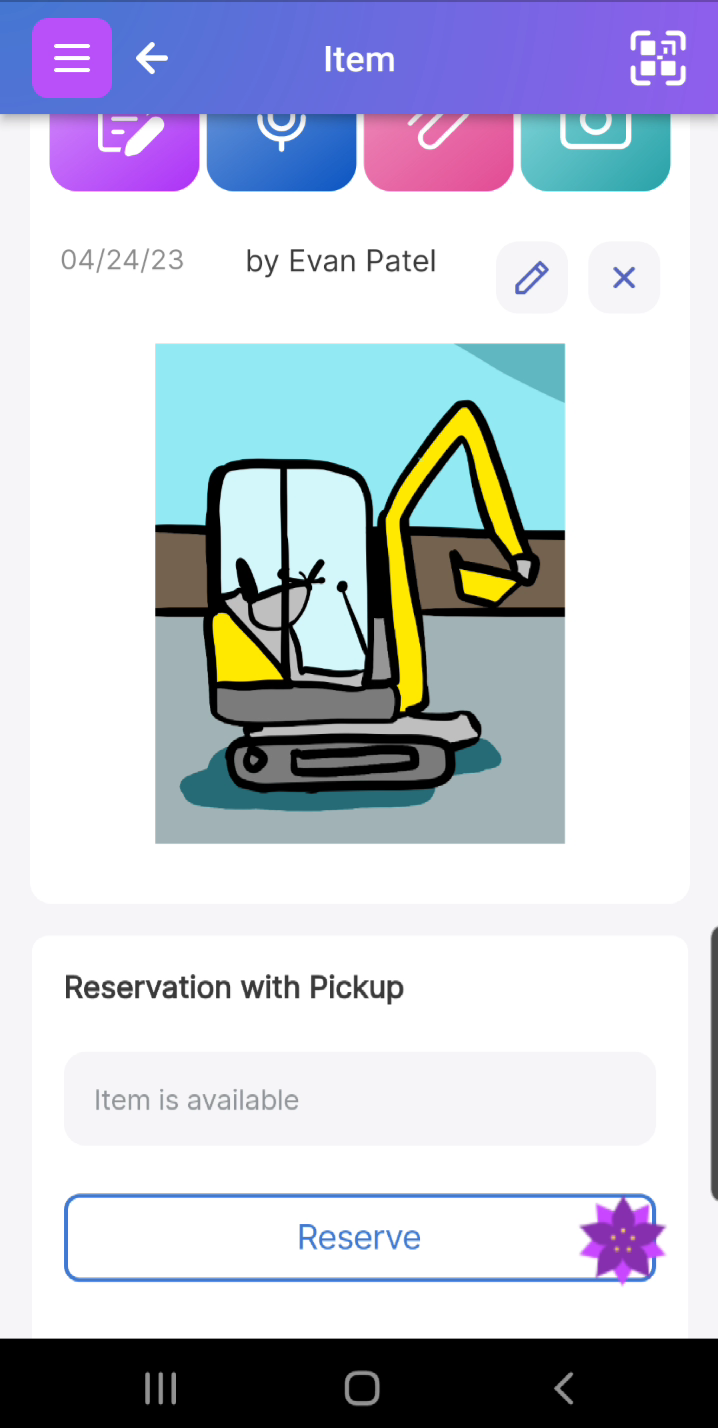 Image of Reservation with Pickup section and Reserve button