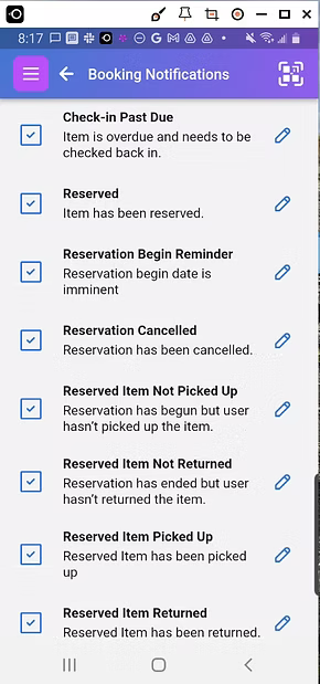Customizable booking notifications