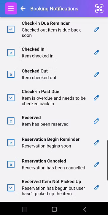 Screen for editing custom notifications