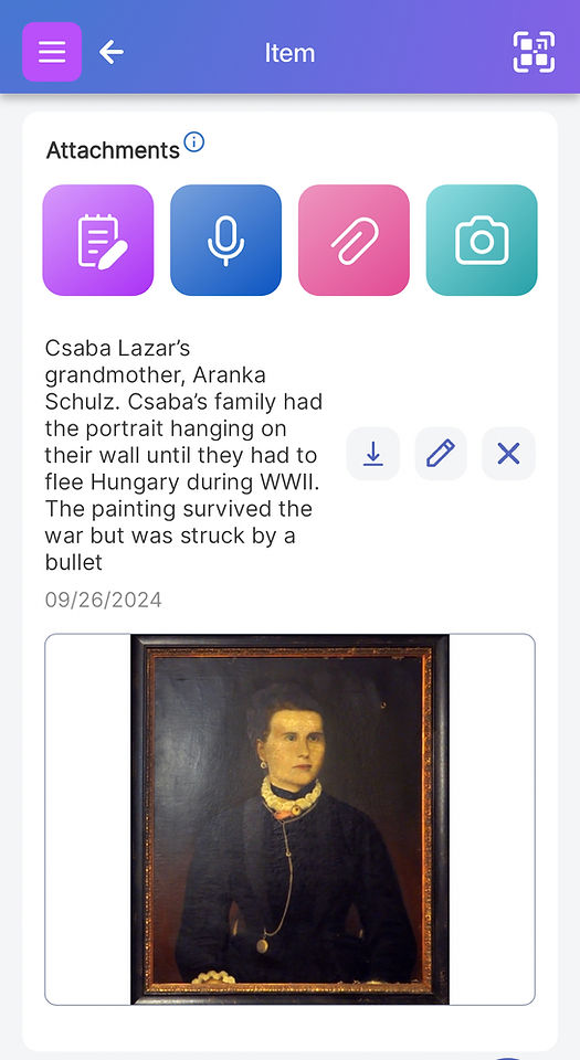 Item page with photo of 19th century painting of a woman