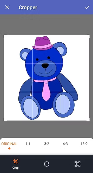 Illustration of Scanlily screen with a teddy bear photo being cropped