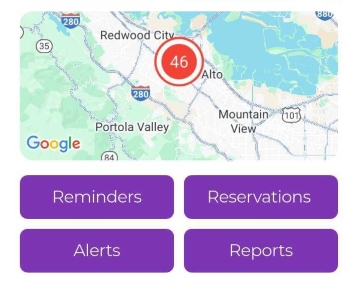 Image showing the dashboard map at the top, with two to four buttons displayed below it based on setup choices