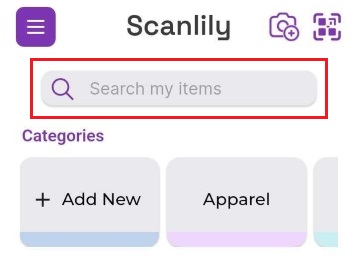 Image of dashboard search bar selected