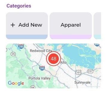 Image portion of dashboard showing the map