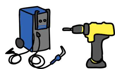 Drill and battery charger