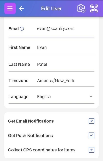 Image of part of Settings->User Profile with notification on/off settings