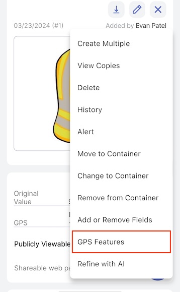 GPS selected from bottom right pulldown