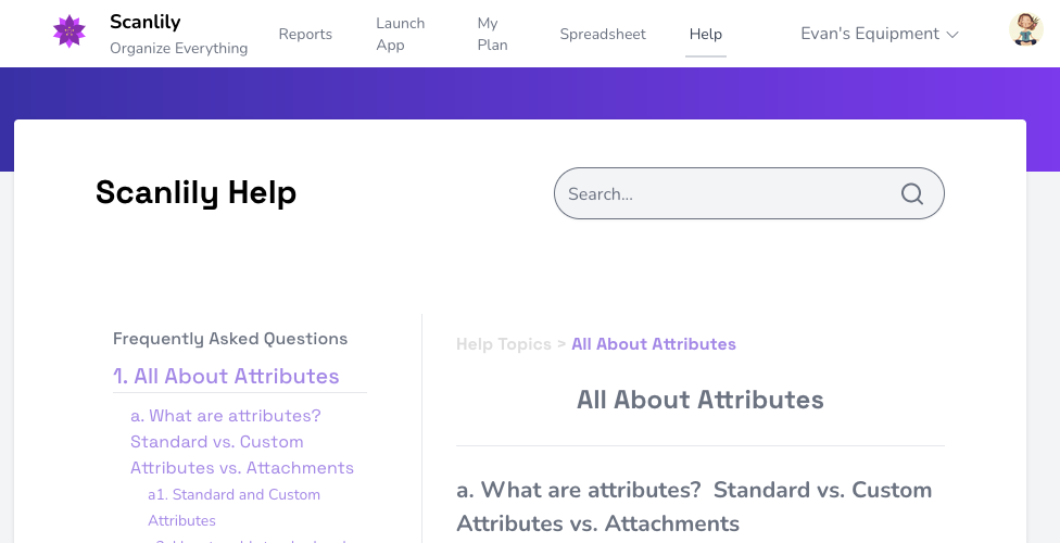 Help menu item selected in navigation