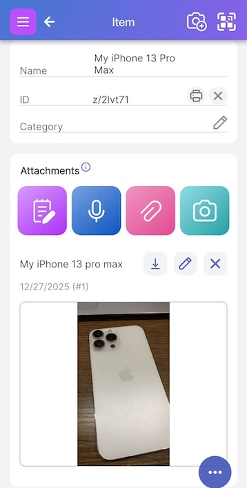 Exemplo de uma página de item com vários campos disponíveis