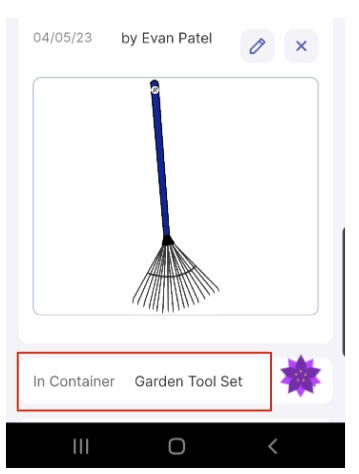Image highlighting where on the Item detail page it indicates that the item is in a specific container