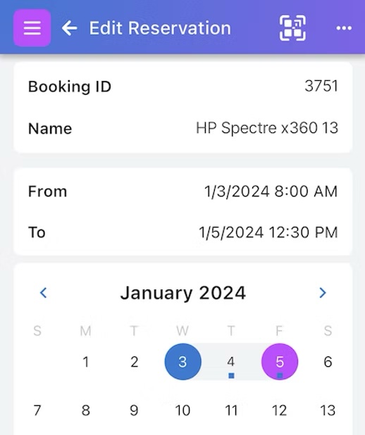 Edit reservation calendar