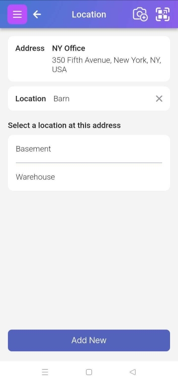 Image of Locations page with one showing and two selectable