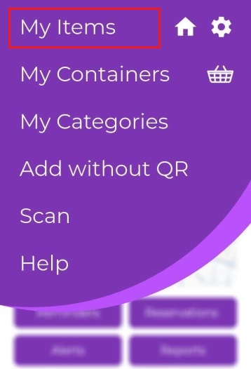Image of Menu with My Items selected