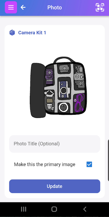 Page for selecting Primary Image and defining the title