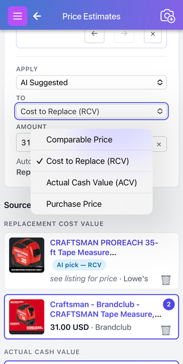 To dropdown contents