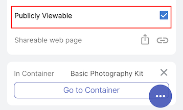 Image unchecked box on the Item Page for making an item public