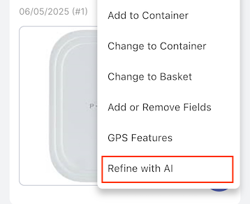 Menu showing Refine with AI option selected