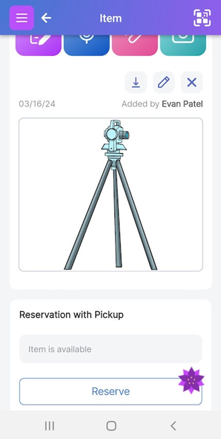 Theodolite with a Scanlily QR on it
