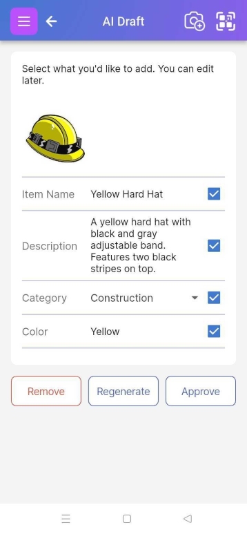 Image showing the summary of Ai drafted Item