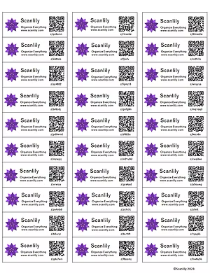 Sheet of test QR labels that can be printed