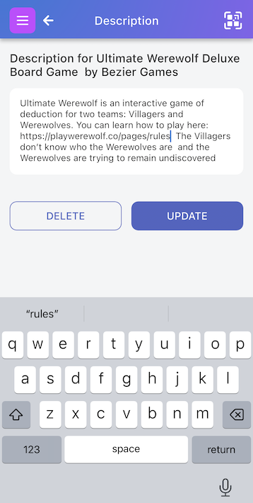 URL being typed into the description field