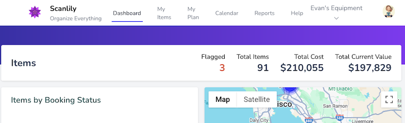 Scanlily User Website with "My Plan" section highlighted