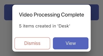 Video Processing Complete message