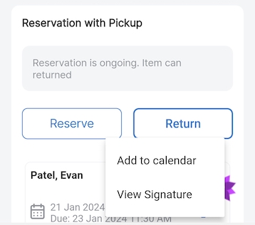View signature option seen after clicking edit pencil